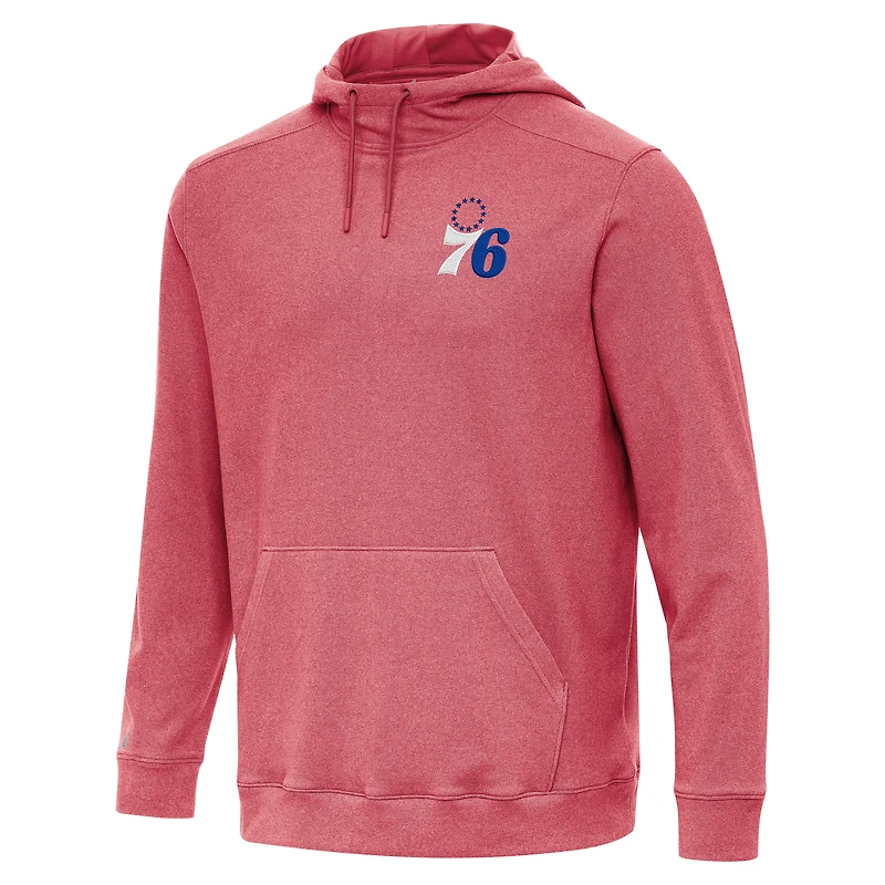 Men's Antigua Heather Red Philadelphia 76ers Cloud Pullover Hoodie