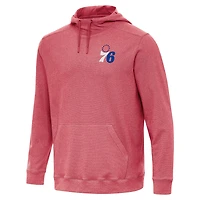 Men's Antigua Heather Red Philadelphia 76ers Cloud Pullover Hoodie