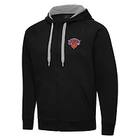 Men's Antigua Black New York Knicks Big & Tall Victory Full-Zip Hoodie Jacket