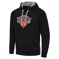 Men's Antigua Black New York Knicks Big & Tall Victory Raglan Pullover Hoodie