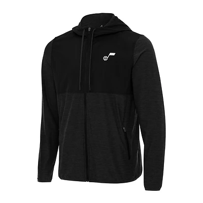 Men's Antigua Black Utah Jazz Sway Full-Zip Hoodie Jacket