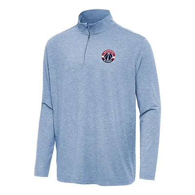 Men's Antigua Heather Aqua Washington Wizards Hunk Quarter-Zip Top