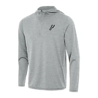 Men's Antigua Heather Gray San Antonio Spurs Tidy Quarter-Zip Hoodie