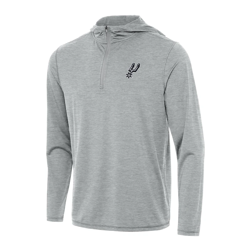 Men's Antigua Heather Gray San Antonio Spurs Tidy Quarter-Zip Hoodie