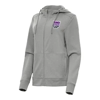 Women's Antigua Heather Gray Sacramento Kings Seeker Full-Zip Hoodie Jacket