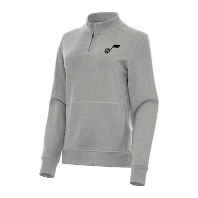Women's Antigua Heather Gray Utah Jazz Crush Quarter-Zip Fleece Sweatshirt