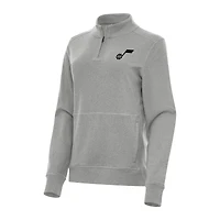 Women's Antigua Heather Gray Utah Jazz Crush Quarter-Zip Fleece Sweatshirt