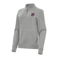 Women's Antigua Heather Gray Washington Wizards Crush Quarter-Zip Fleece Sweatshirt