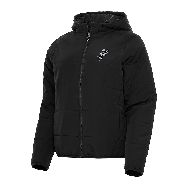 Women's Antigua Black San Antonio Spurs Universe Full-Zip Puffer Jacket