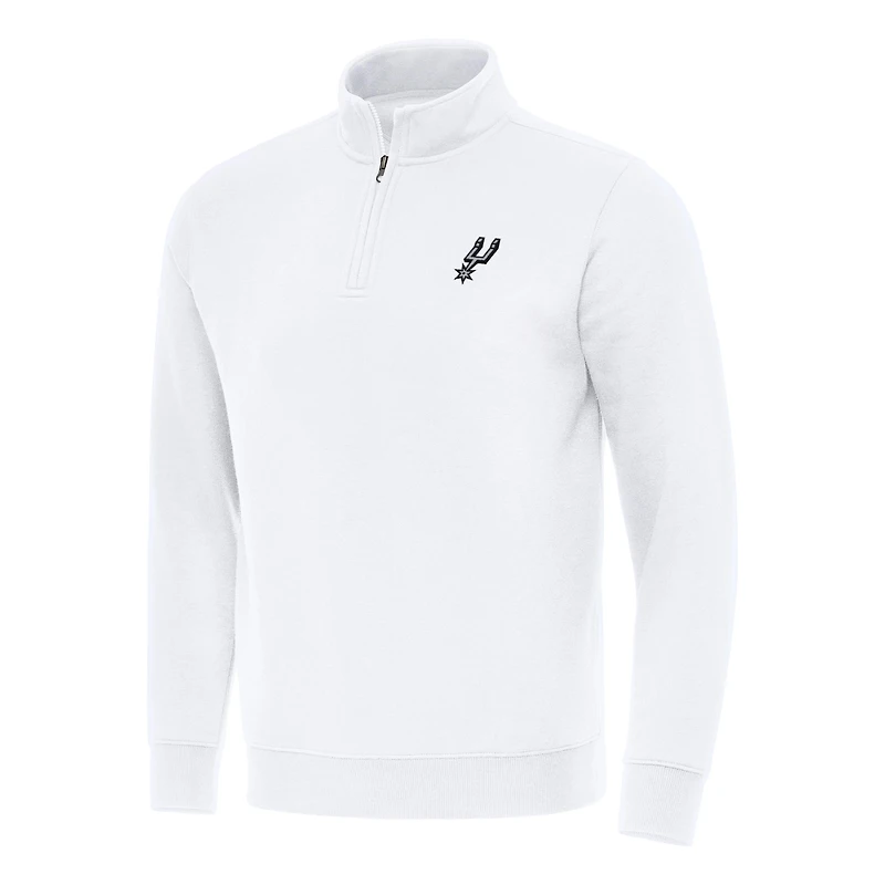 Men's Antigua White San Antonio Spurs Victory Quarter-Zip Mock Sweatshirt
