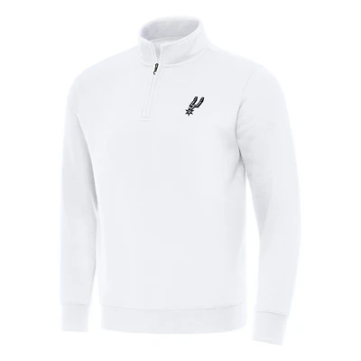 Men's Antigua  White San Antonio Spurs Victory Quarter-Zip Mock Sweatshirt