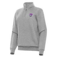Women's Antigua Heather Gray Sacramento Kings Victory Quarter-Zip Sweatshirt