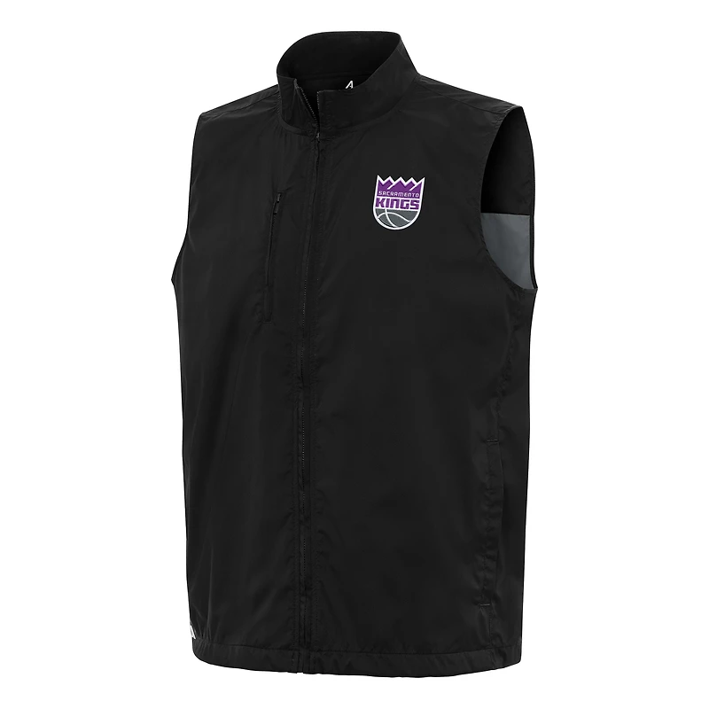 Men's Antigua  Black Sacramento Kings Brisk Full-Zip Vest
