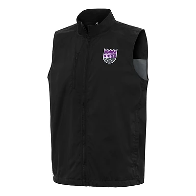 Men's Antigua  Black Sacramento Kings Brisk Full-Zip Vest