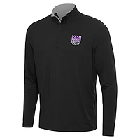 Men's Antigua Black/Gray Sacramento Kings Content Quarter-Zip Top