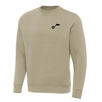Men's Antigua Khaki Utah Jazz Victory Crewneck Pullover Sweatshirt