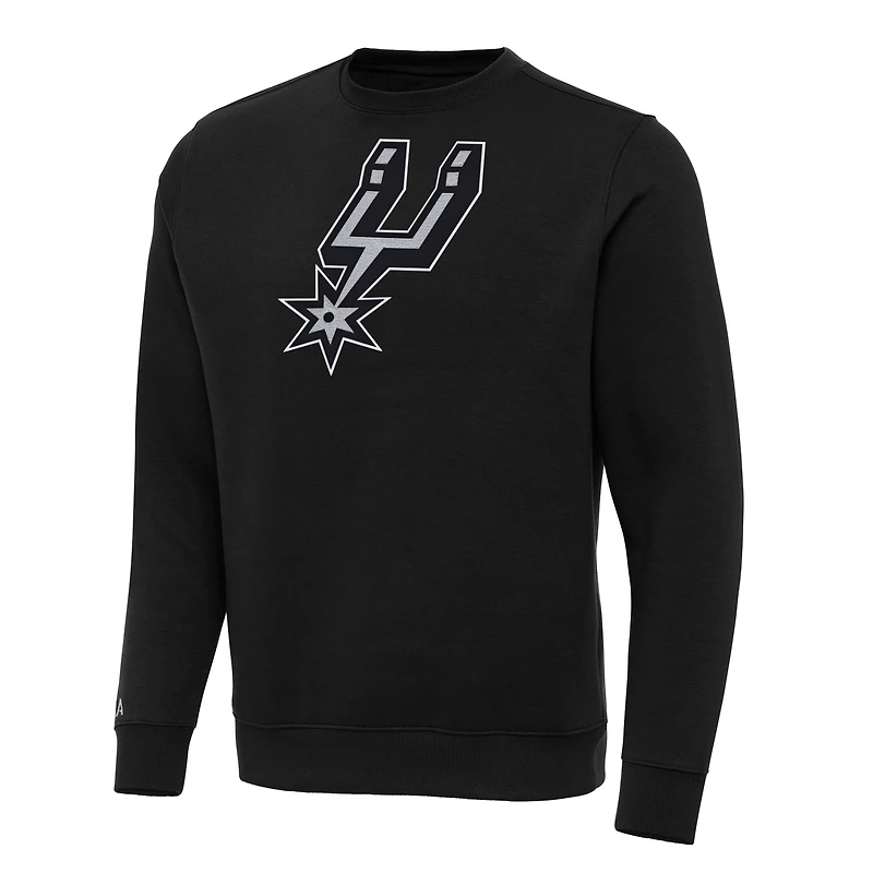 Men's Antigua Black San Antonio Spurs Big & Tall Victory Crew Neck Pullover Sweatshirt