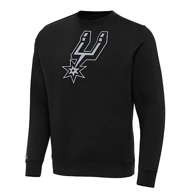 Men's Antigua Black San Antonio Spurs Big & Tall Victory Crew Neck Pullover Sweatshirt