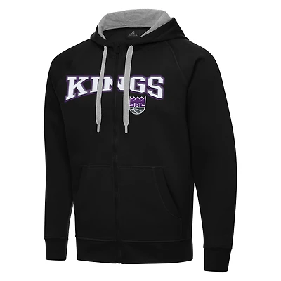 Men's Antigua Black Sacramento Kings Big & Tall Victory Full-Zip Hoodie Jacket