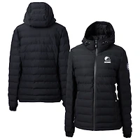 Women's Cutter & Buck  Black Cleveland Browns Mission Ridge Repreve® Eco Insulated Full-Zip Hooded Puffer Jacket