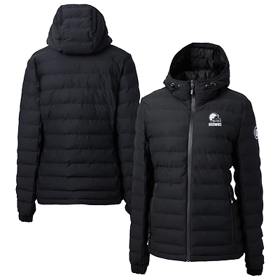 Women's Cutter & Buck  Black Cleveland Browns Mission Ridge Repreve® Eco Insulated Full-Zip Hooded Puffer Jacket