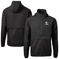 Men's Cutter & Buck  Black Cleveland Browns Charter Eco Recycled Anorak Half-Zip Hoodie Jacket