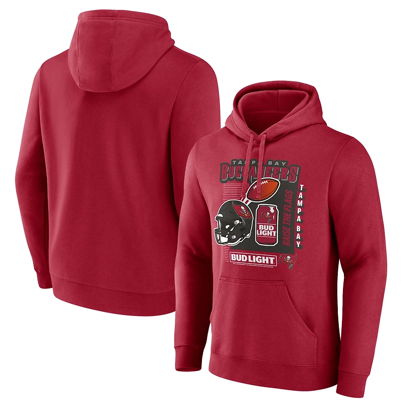 Men's Cardinal Tampa Bay Buccaneers Bud Light Pullover Hoodie