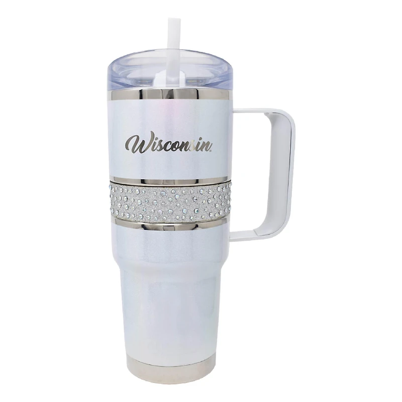 Wisconsin Badgers 32oz. MyBevi Rhinestone Hollywood Travel Mug