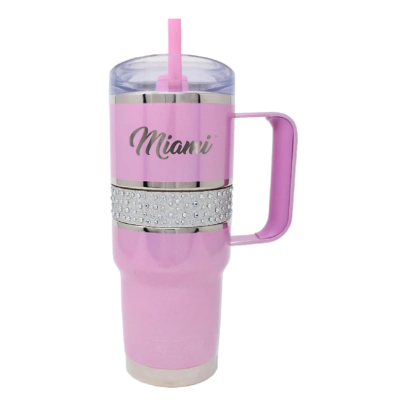 Pink Miami Hurricanes 32oz. MyBevi Rhinestone Hollywood Travel Mug