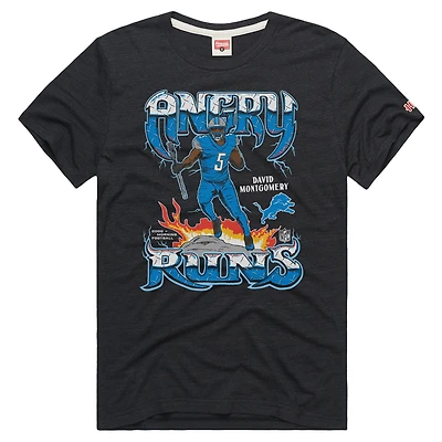 Men's Homage David Montgomery Charcoal Detroit Lions Angry Runs Player Graphic Tri-Blend T-Shirt