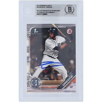 Riley Greene Detroit Tigers Autographed 2019 Bowman Draft #BD-50 Beckett Fanatics Witnessed Authenticated Card