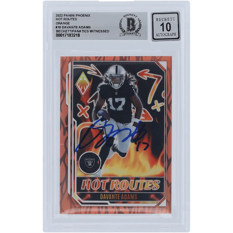 Davante Adams Las Vegas Raiders Autographed 2022 Panini Phoenix Hot Routes Orange #HR-10 #/99 Beckett Fanatics Witnessed Authenticated 10 Card