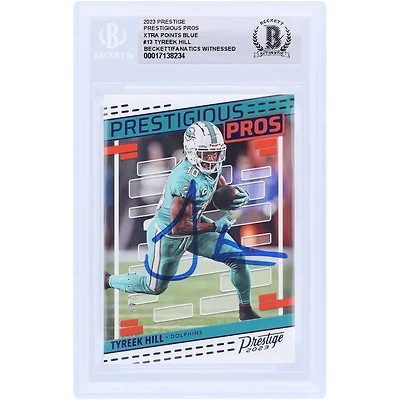 Tyreek Hill Miami Dolphins Autographed 2023 Panini Prestige Prestigious Pros Xtra Points Blue #PP-13 #/249 Beckett Fanatics Witnessed Authenticated Card