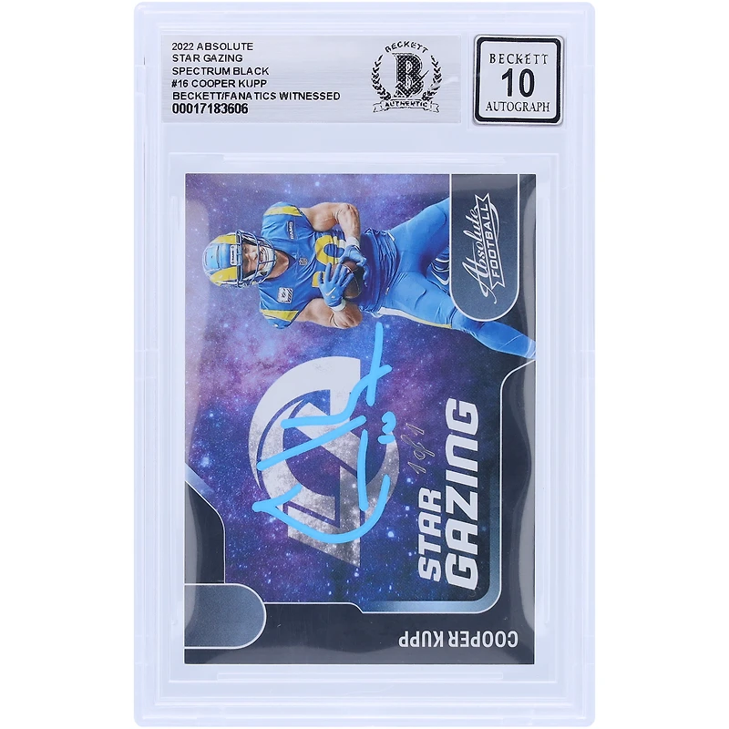 Cooper Kupp Los Angeles Rams Autographed 2022 Panini Absolute Star Gazing Spectrum Black Light Blue Ink #SG-16 #1/1 Beckett Fanatics Witnessed Authenticated 10 Card