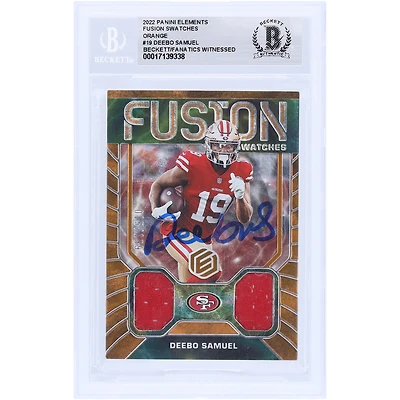 Deebo Samuel Sr San Francisco 49ers Autographed 2022 Panini Elements Fusion Swatches Orange Relic #FS-19 #/199 Beckett Fanatics Witnessed Authenticated Card