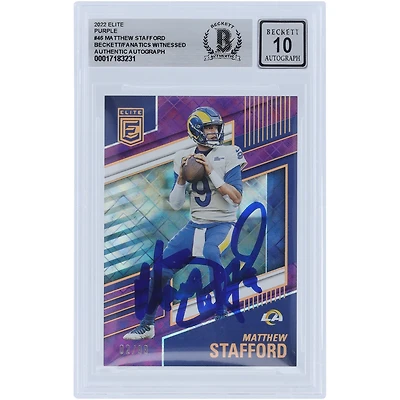 Matthew Stafford Los Angeles Rams Autographed 2022 Panini Donruss Elite Purple #46 #/99 Beckett Fanatics Witnessed Authenticated 10 Card