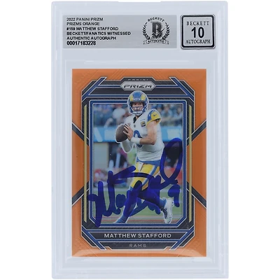 Matthew Stafford Los Angeles Rams Autographed 2022 Panini Prizm Orange Prizm #159 #/249 Beckett Fanatics Witnessed Authenticated 10 Card