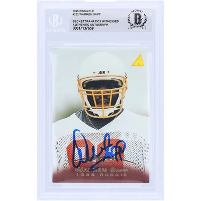 Warren Sapp Tampa Bay Buccaneers Autographed 1995 Pinnacle #222 Beckett Fanatics Witnessed Authenticated Rookie Card