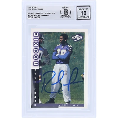 Randy Moss Minnesota Vikings Autographed 1998 Score #235 Beckett Fanatics Witnessed Authenticated 10 Rookie Card