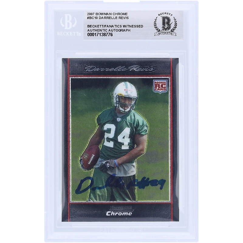 Darrelle Revis New York Jets Autographed 2007 Topps Chrome #BC10 Beckett Fanatics Witnessed Authenticated Rookie Card