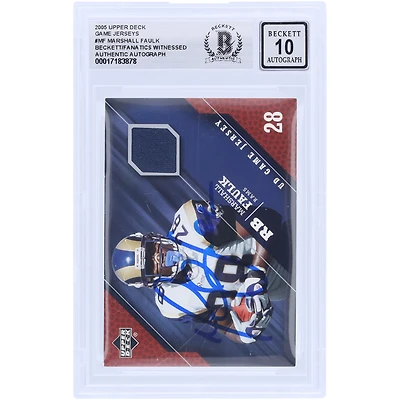 Marshall Faulk St. Louis Rams Autographed 2005 Upper Deck Game Jersey Relic #GJ-MF Beckett Fanatics Witnessed Authenticated Card