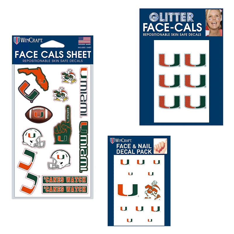 WinCraft Miami Hurricanes 4" x 7" Waterless Tattoos Set