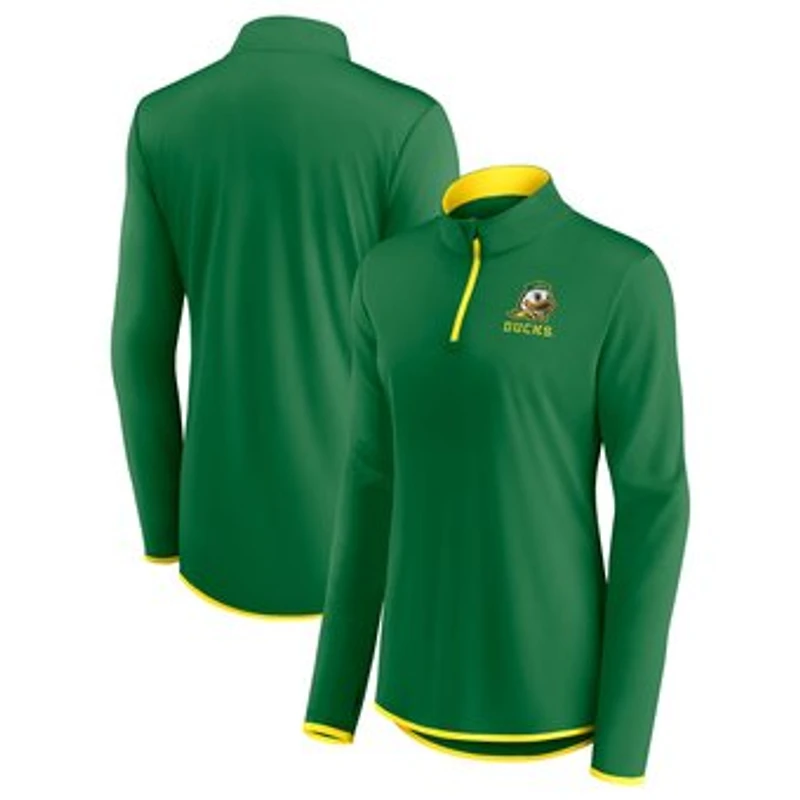 Women's Fanatics Green Oregon Ducks Worth the Drive Quarter-Zip Top