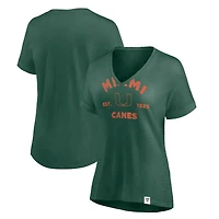 Women's Fanatics Green Miami Hurricanes True Classics Slub Flowy V-Neck T-Shirt