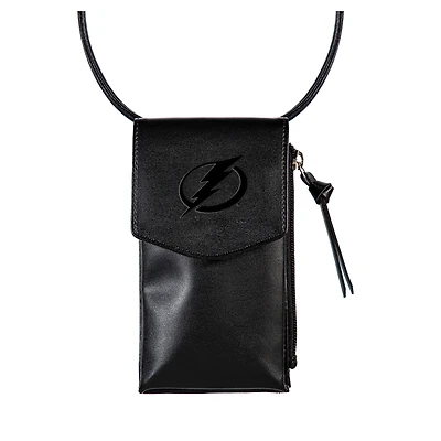 Black Tampa Bay Lightning Hybrid Leather Crossbody Cell Phone Wallet