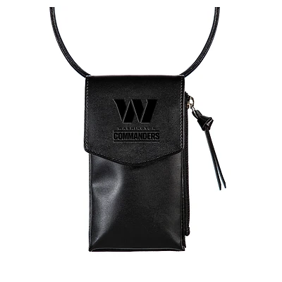 Black Washington Commanders Hybrid Leather Crossbody Cell Phone Wallet