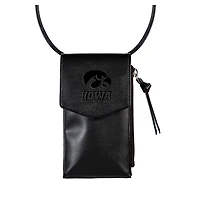 Black Iowa Hawkeyes Hybrid Leather Crossbody Cell Phone Wallet