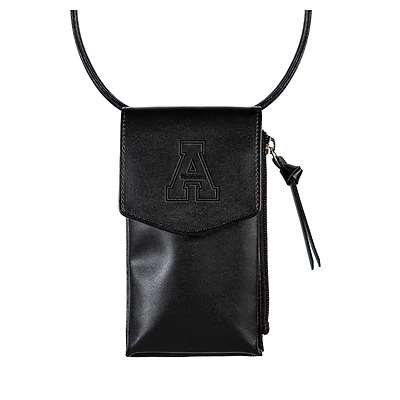 Black Appalachian State Mountaineers Hybrid Leather Crossbody Cell Phone Wallet