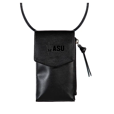 Black Arizona State Sun Devils Hybrid Leather Crossbody Cell Phone Wallet