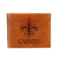 New Orleans Saints Bi-Fold Leather Passcase Wallet